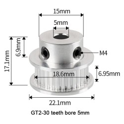 2GT Belt Gear 30 Teeth 5mm