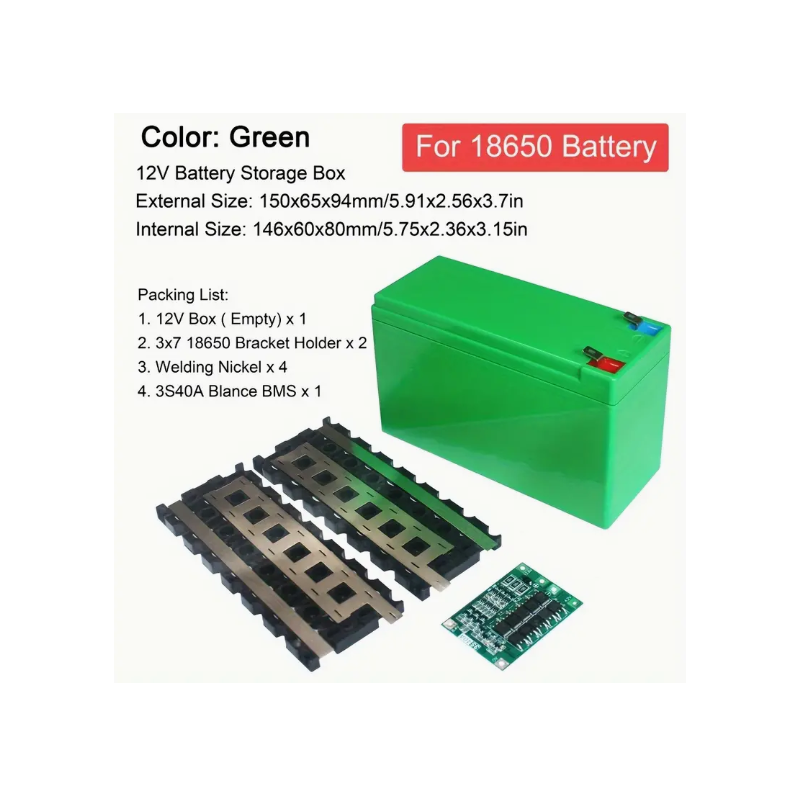 12v Green - 3S 21Pcs 18650 Li-Ion Battery Case