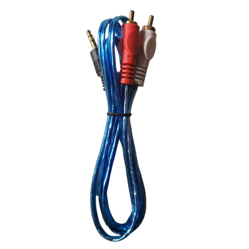 3.5 mm Stereo To RCA Plug Cable 1 m Blue Cable