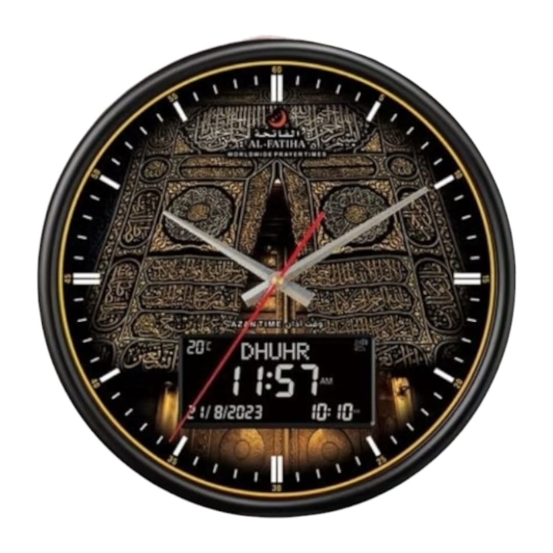 ساعة أذان، ساعة صلاة إسلامية بإضاءة LED، ساعة حائط أذان، ساعة أذان رقمية للمنزل/المكتب/المسجد، ديكور منزلي بإضاءة LED بيضاء